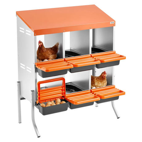Nidos para gallinas, 6 compartimentos, facil recogida de huevos, con patas de apoyo mod CNB-06-LEG