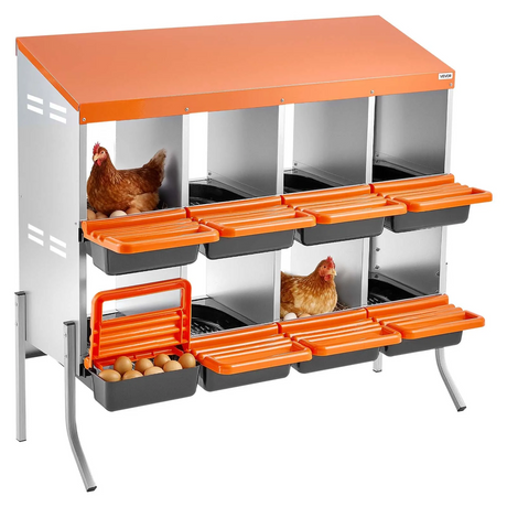 Nidos para gallinas, 8 compartimentos, facil recogida de huevos, con patas de apoyo mod CNB-08-LEG