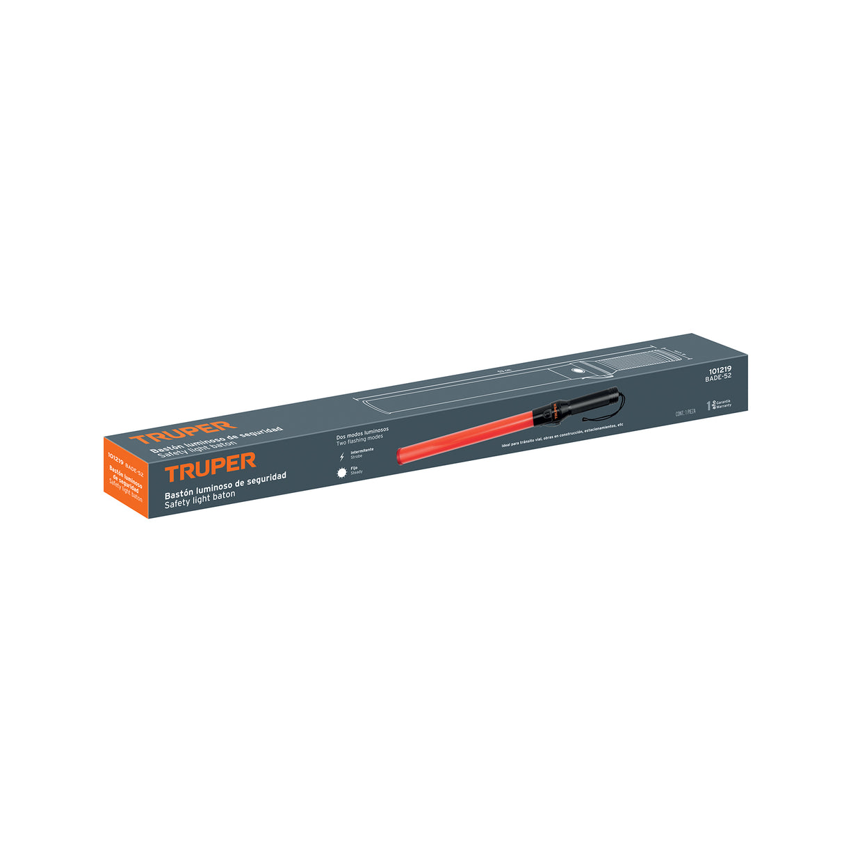 Bastón Luminoso de 53 cm con Luz LED y Clip para Cinturón