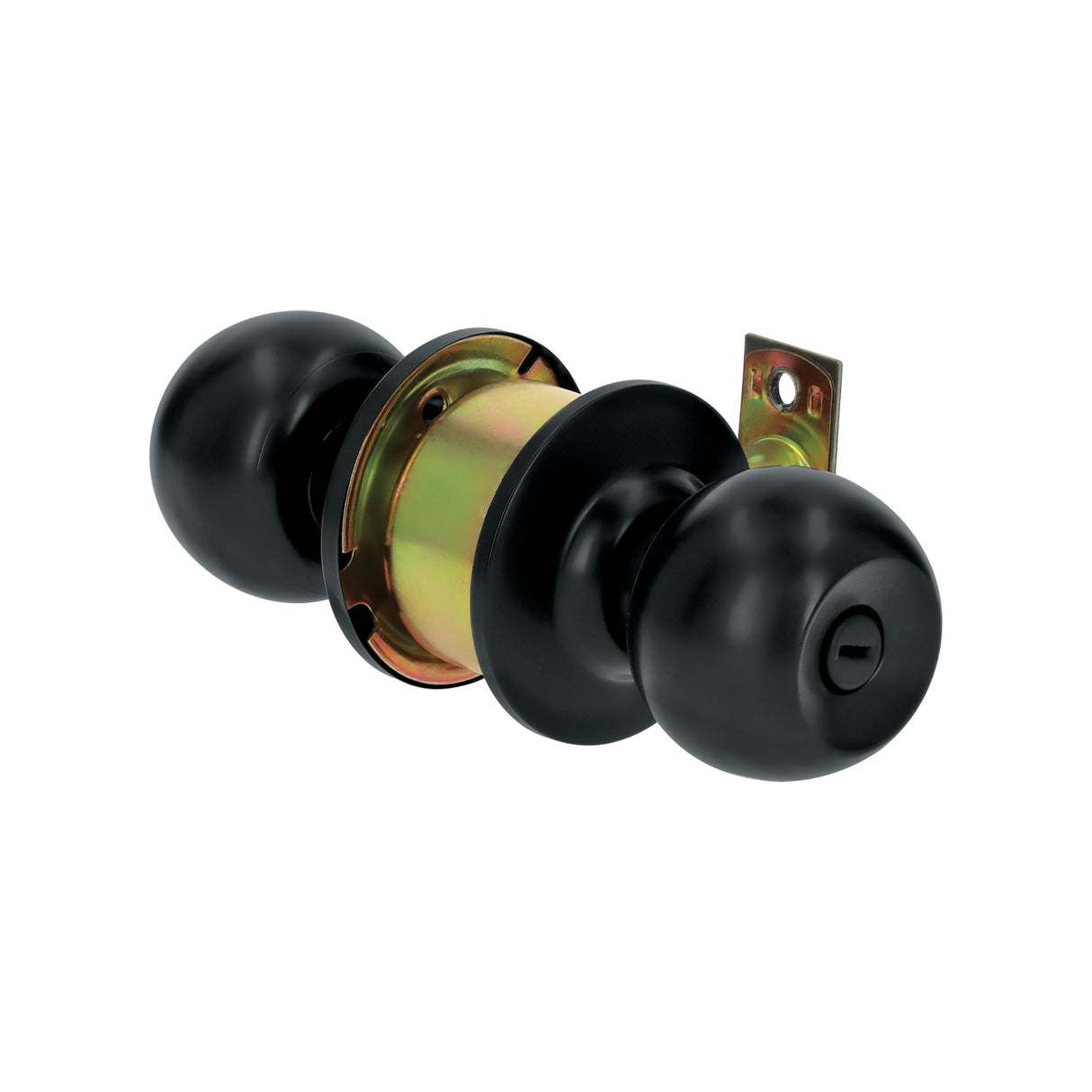 Cerradura Tipo Esfera, Cilíndrico, Baño, Negro, Basic