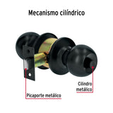 Cerradura Tipo Esfera, Cilíndrico, Baño, Negro, Basic