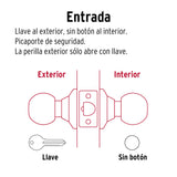 Cerradura Tipo Esfera, Cilíndrico, Entrada, Negro, Basic
