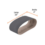 1 Banda de Lija 4 X 24' para Vidrio Grano 80 en Paquete de 5