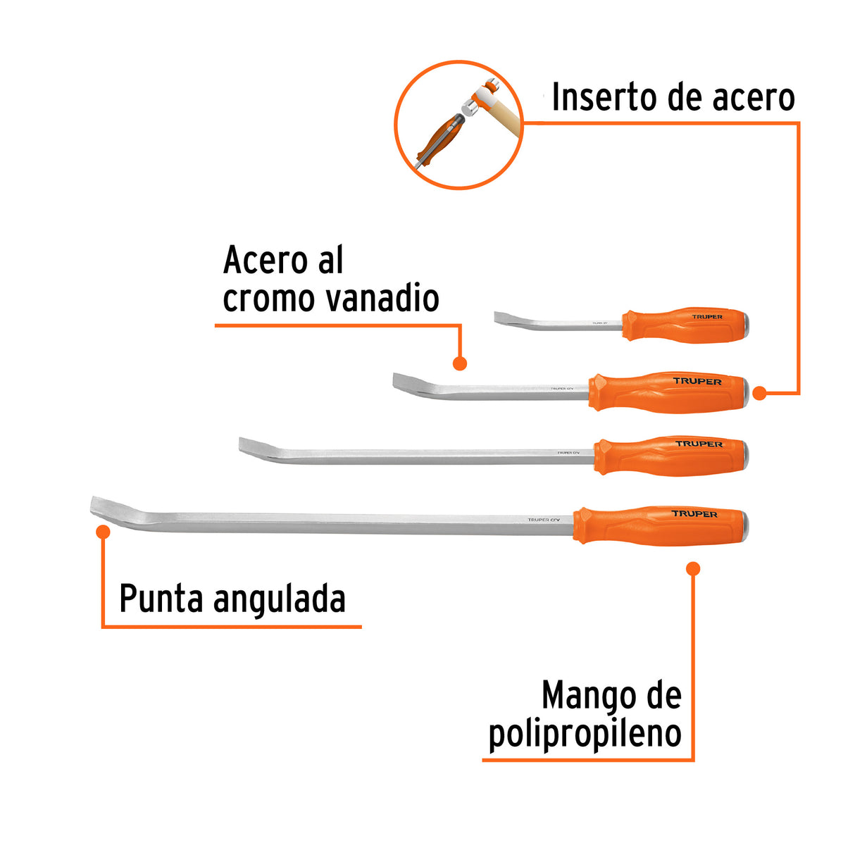 Juego con 4 Barras de Palanca, Truper