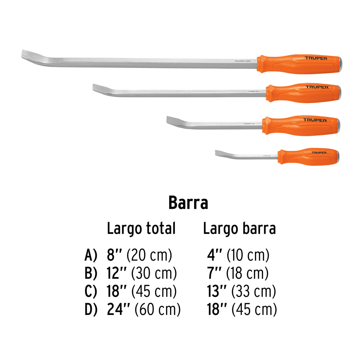 Juego con 4 Barras de Palanca, Truper