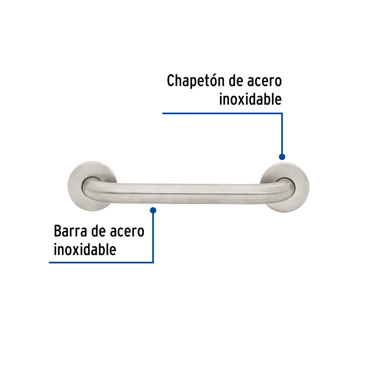 Barra Recta de Seguridad, Acero Inoxidable, 30 cm, Foset