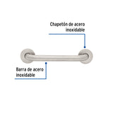 Barra Recta de Seguridad, Acero Inoxidable, 30 cm, Foset
