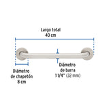 Barra Recta de Seguridad, Acero Inoxidable, 40 cm, Foset