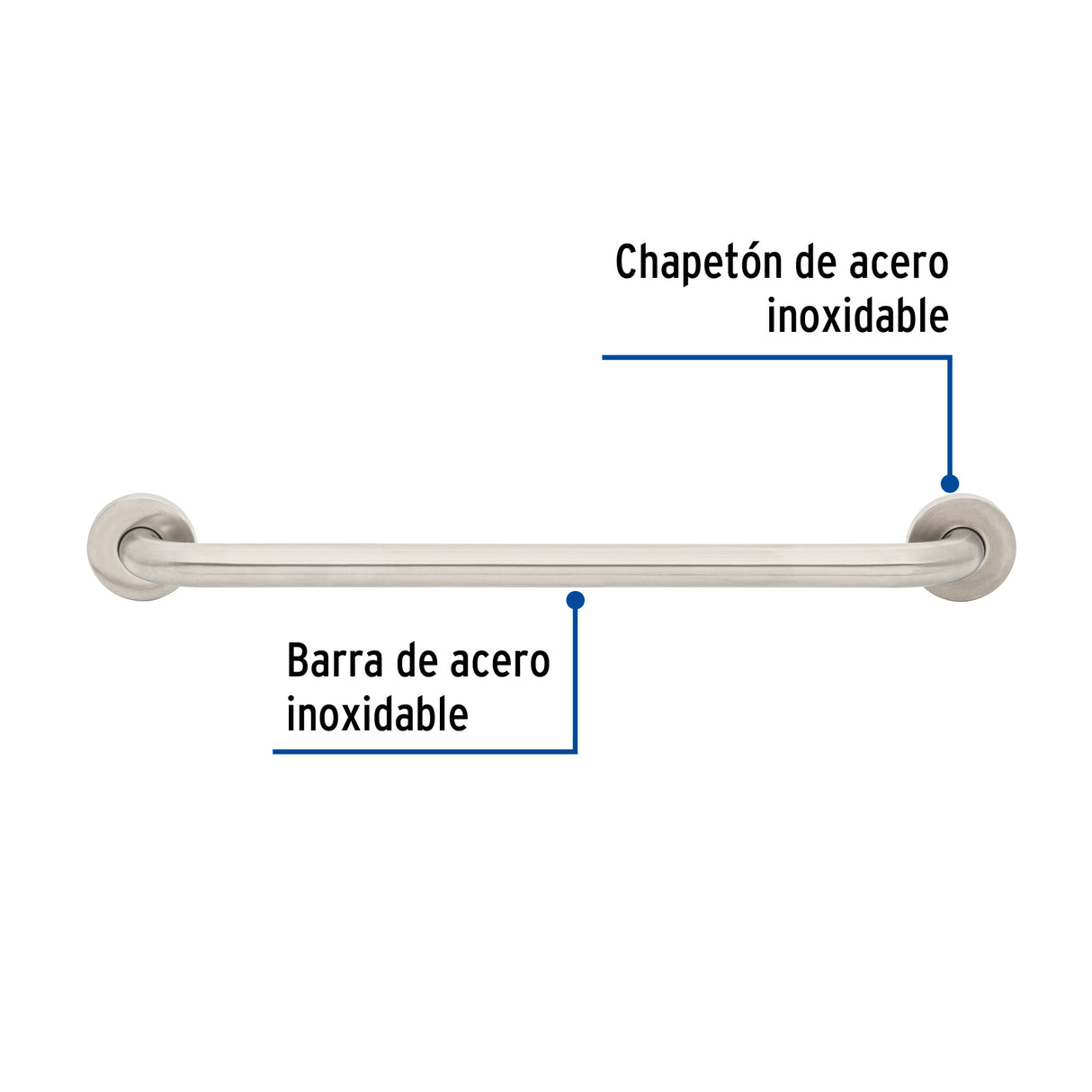 Barra Recta de Seguridad, Acero Inoxidable, 60 cm, Foset
