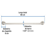 Barra Recta de Seguridad, Acero Inoxidable, 80 cm, Foset