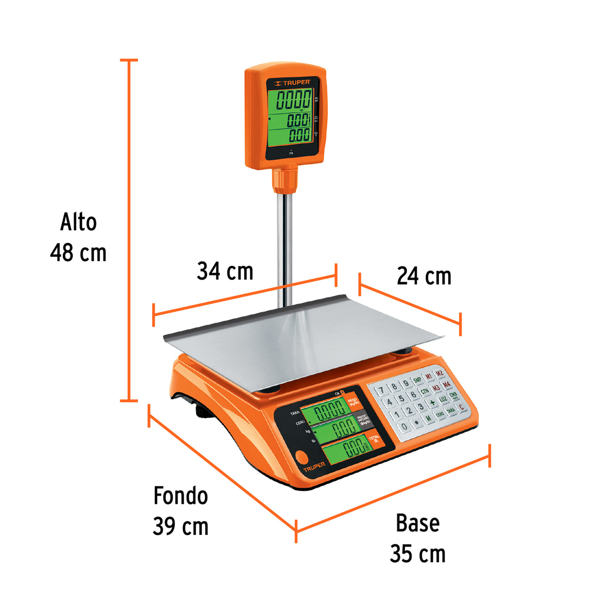 Báscula Electrónica Multifunciones con Torreta 40 kg, Truper