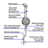 Base para Watthorímetro, 4 Terminales, Volteck