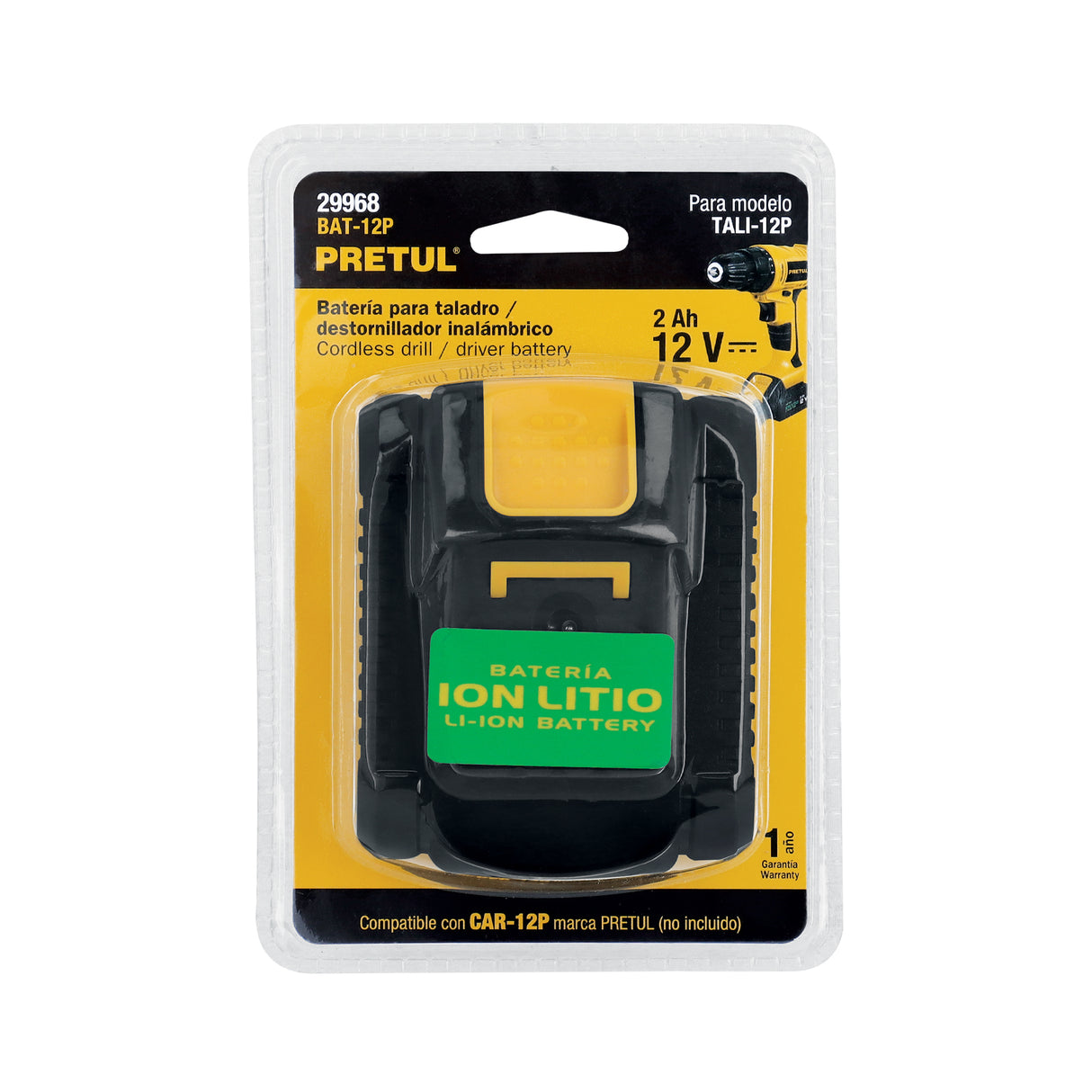 Batería Ion Litio, 12 V, 2 Ah, Pretul