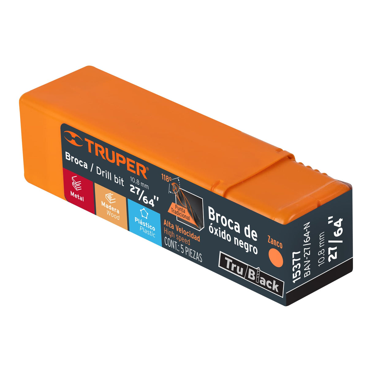 Broca HSS 27/64' Trublack para Metal, Truper