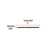 Broca HSS 3/32' Trublack para Metal, Truper