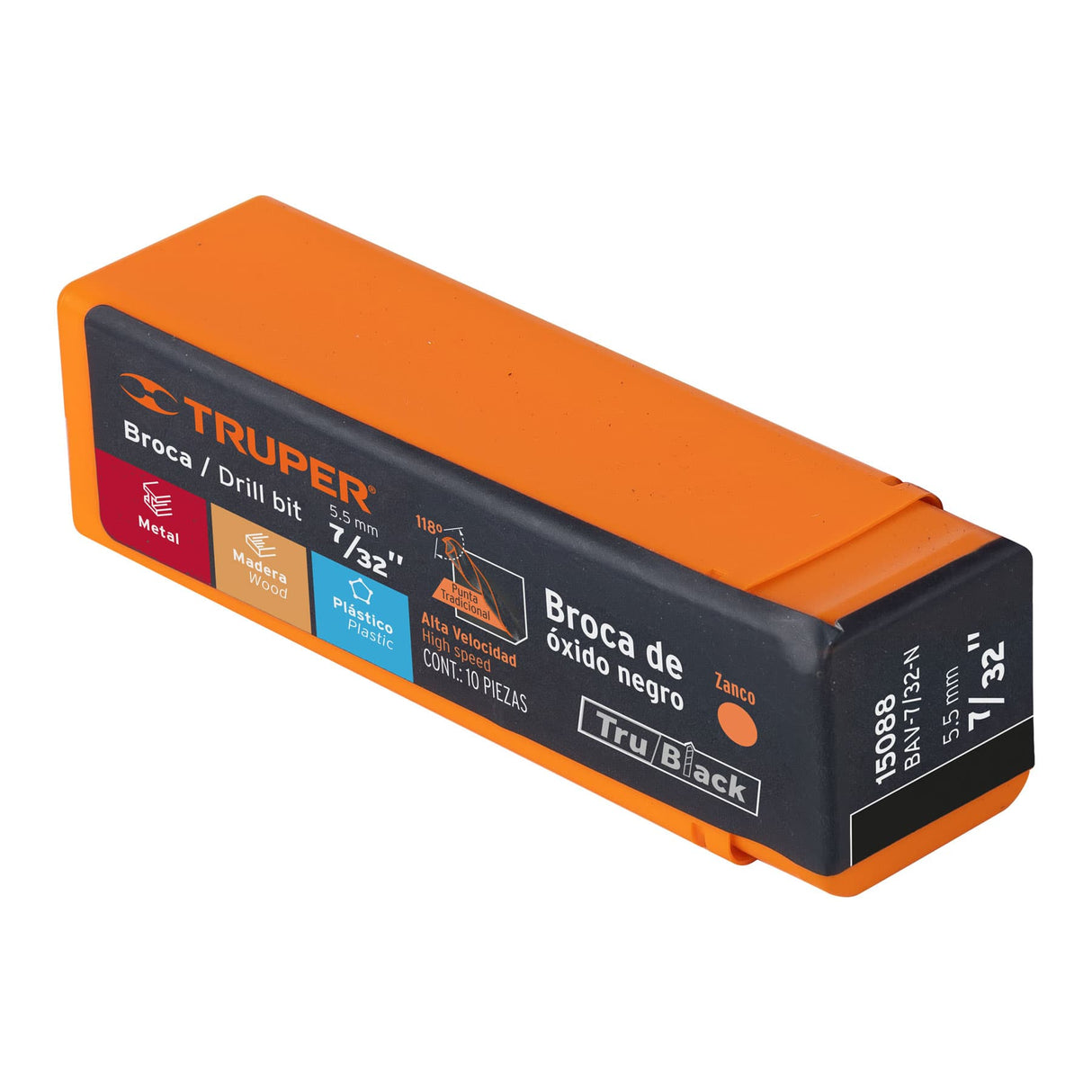 Broca HSS 7/32' Trublack para Metal, Truper