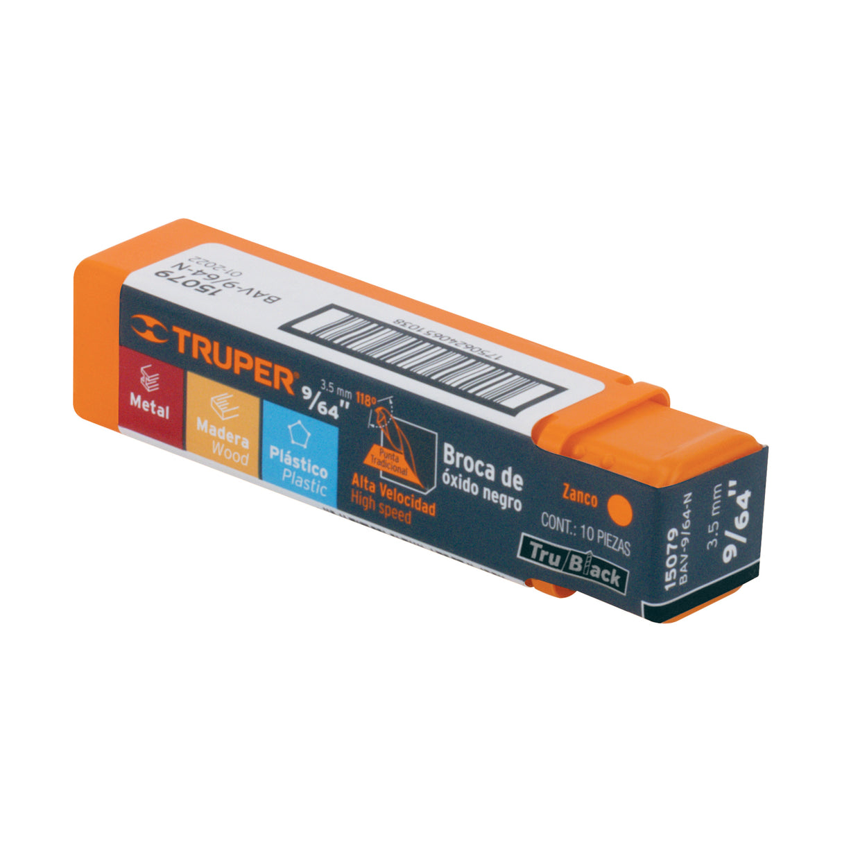 Broca HSS 9/64' Trublack para Metal, Truper