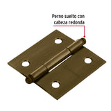 Bisagra Cuadrada 2', Latón Antiguo, Cabeza Redonda, Hermex