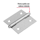 Bisagra Cuadrada 2', Satinado, Cabeza Redonda, Hermex