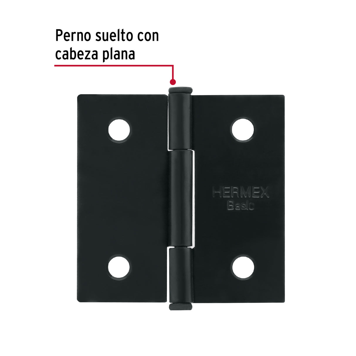 Bisagra Cuadrada 2', Negro Mate, Cabeza Plana, Basic