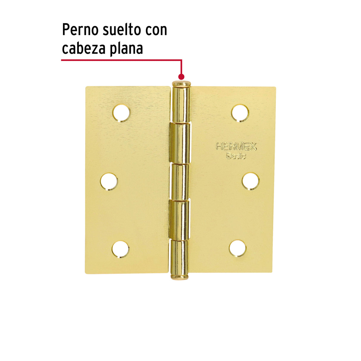 Bisagra Cuadrada 2-1/2', Latonado, Cabeza Plana, Hermex Basic