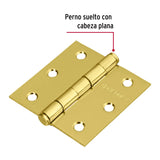 Bisagra Cuadrada 2-1/2', Latonado, Cabeza Plana, Hermex
