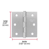 Bisagra Cuadrada 2-1/2', Satinado, Cabeza Plana, Basic