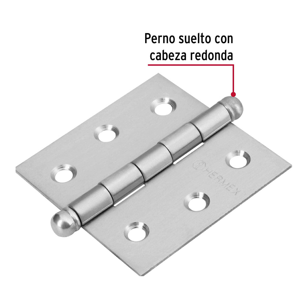 Bisagra Cuadrada 2-1/2' Acero Inox, Cabeza Redonda, Hermex