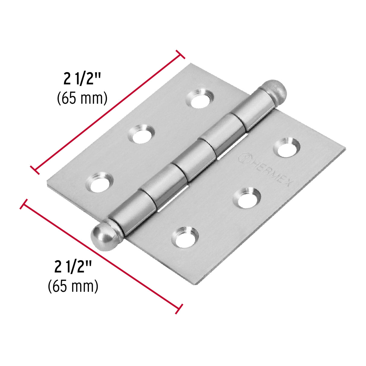 Bisagra Cuadrada 2-1/2' Acero Inox, Cabeza Redonda, Hermex
