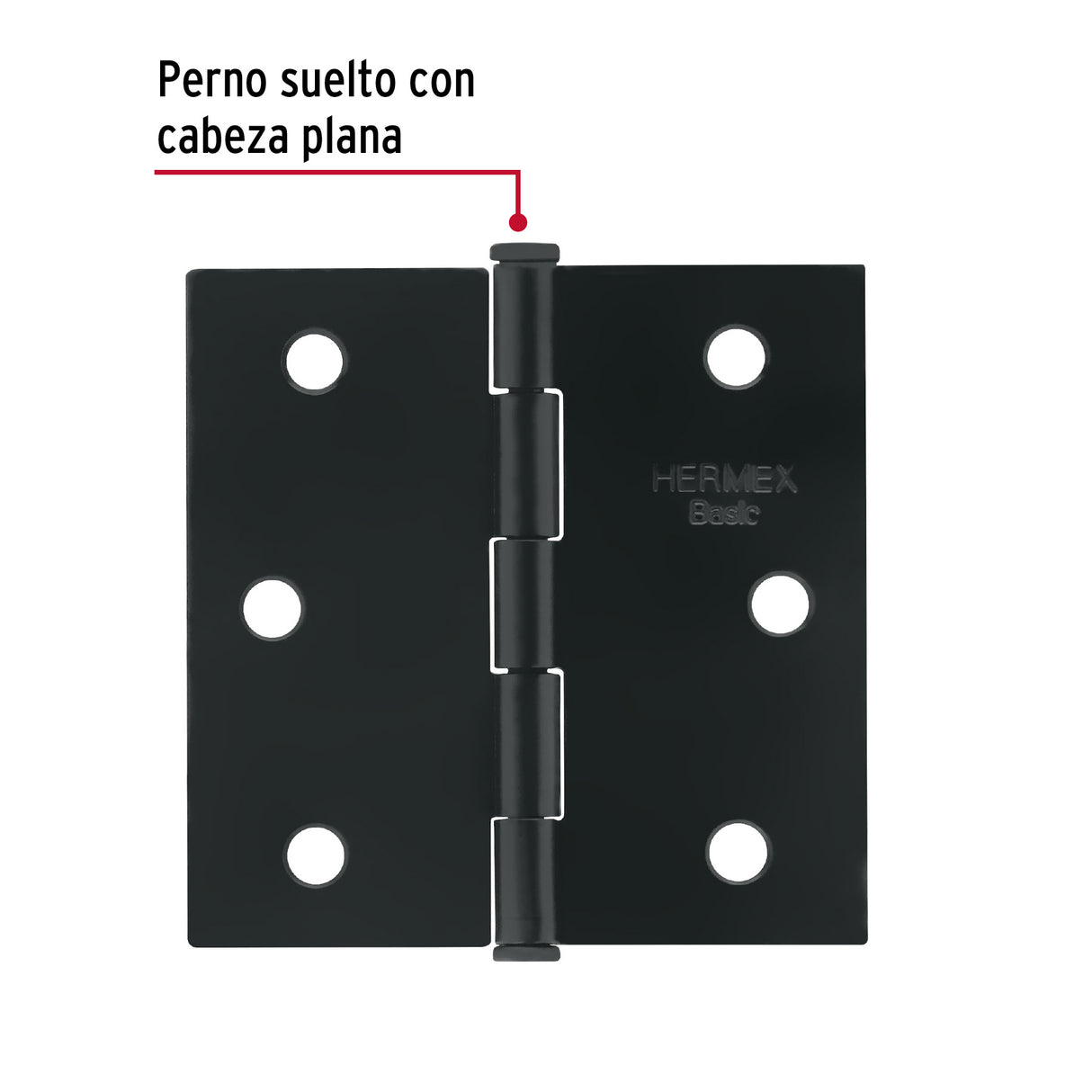 Bisagra Cuadrada 2-1/2', Negro Mate, Cabeza Plana, Basic
