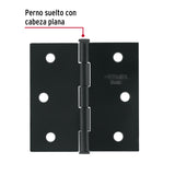 Bisagra Cuadrada 2-1/2', Negro Mate, Cabeza Plana, Basic