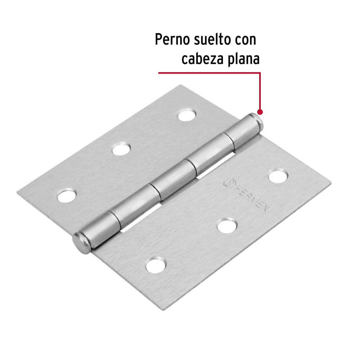 Bisagra Cuadrada 3', Satinado, Cabeza Plana, Basic