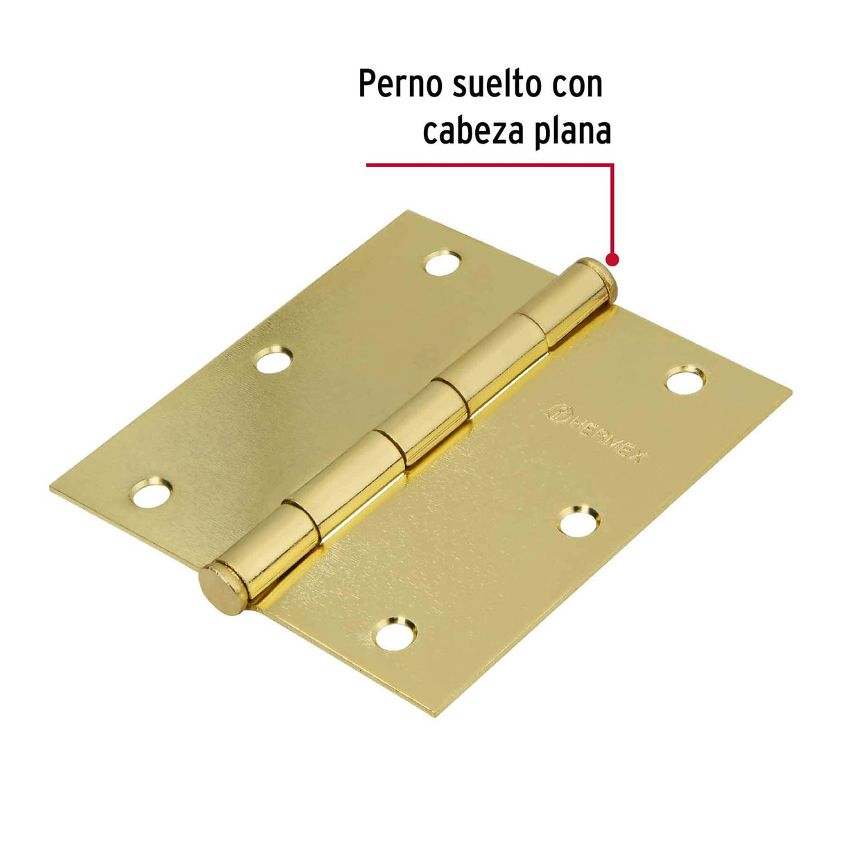 Bisagra Cuadrada 3-1/2', Latonado, Cabeza Plana, Hermex Basic