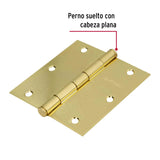 Bisagra Cuadrada 3-1/2', Latonado, Cabeza Plana, Hermex Basic
