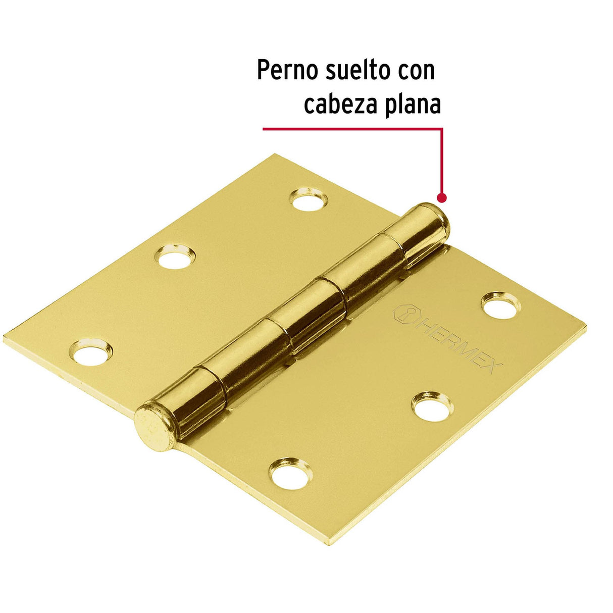 Bisagra Cuadrada 3-1/2', Latonado, Cabeza Plana, Hermex