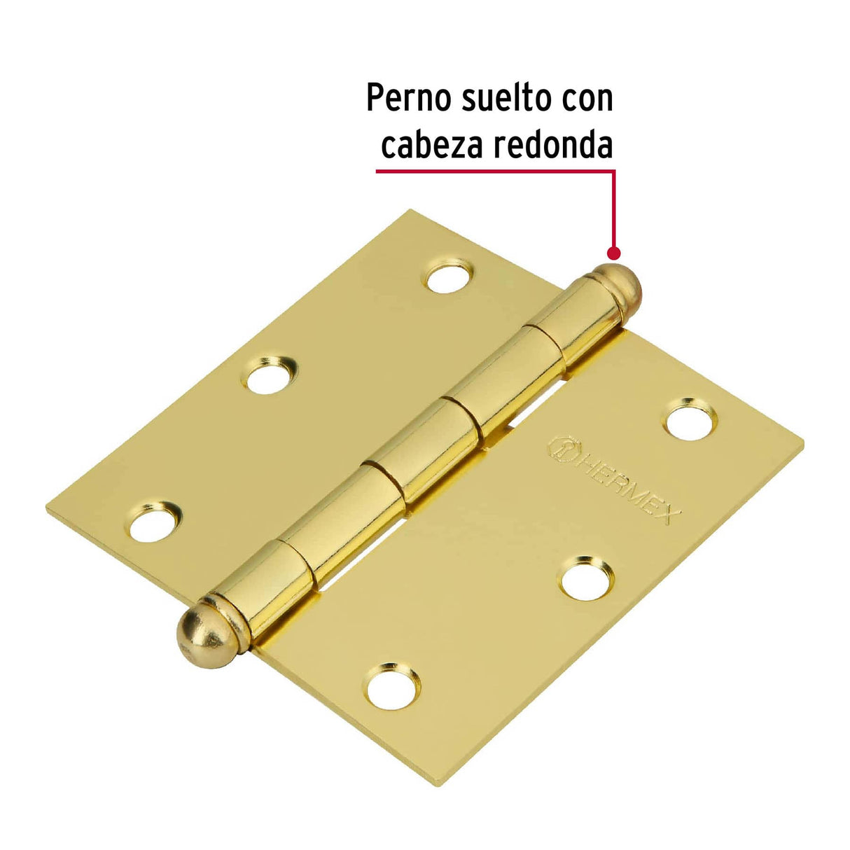 Bisagra Cuadrada 3-1/2', Latonado, Cabeza Redonda, Hermex