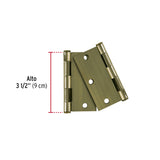 Bolsa C/2 Bisagras Cuadradas 3-1/2', Plana, Latón Ant, Hermex