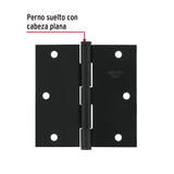 Bisagra Cuadrada 3-1/2', Negro Mate, Cabeza Plana, Basic