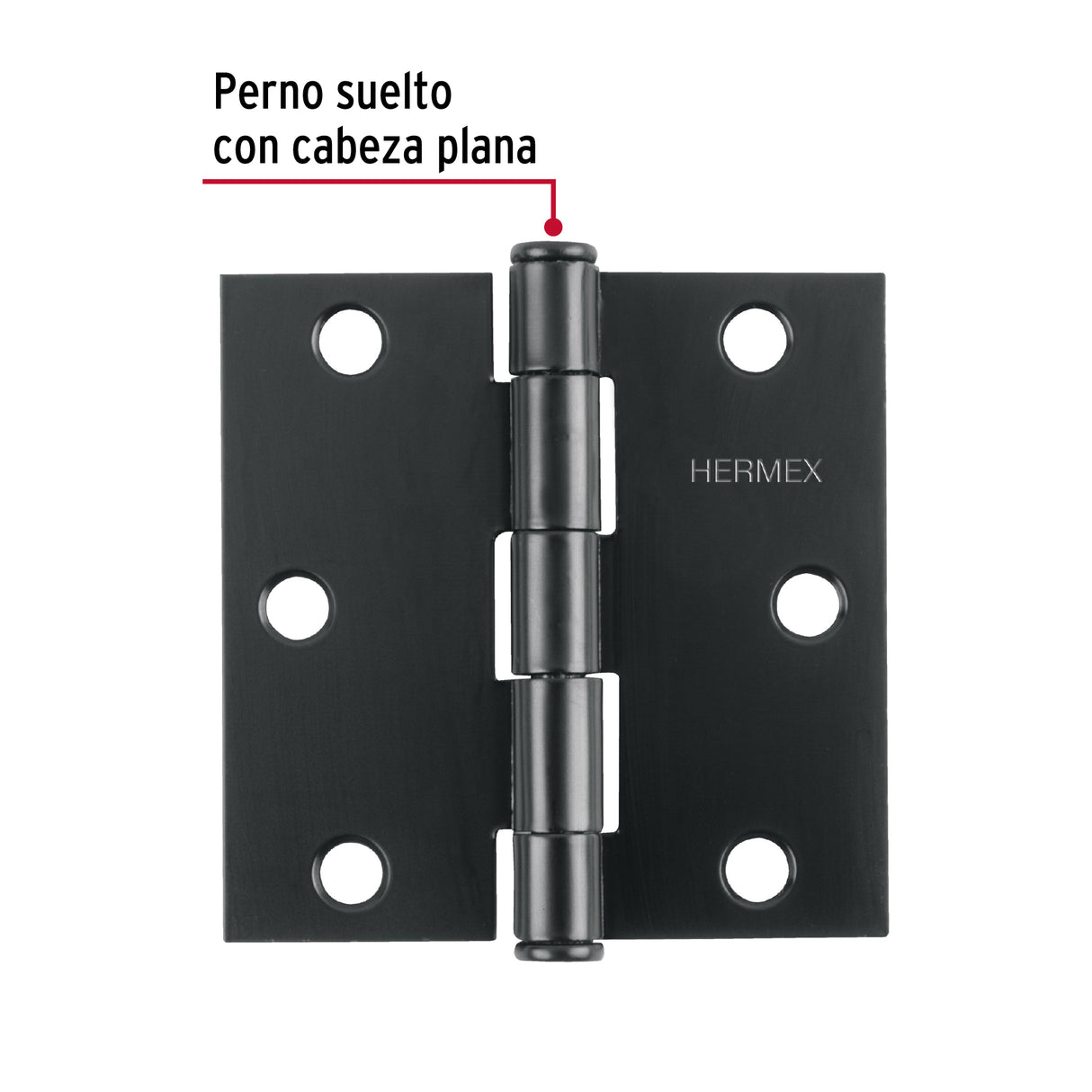 Bisagra Cuadrada 3 1/2', Negro Mate, Cabeza Plana, Hermex