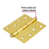 Bisagra Cuadrada 4', Latonado, Cabeza Redonda, Hermex