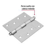 Bisagra Cuadrada 4', Satinado, Cabeza Redonda, Hermex