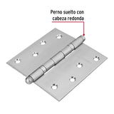 Bisagra Cuadrada 4' Acero Inox, Cabeza Redonda, Hermex
