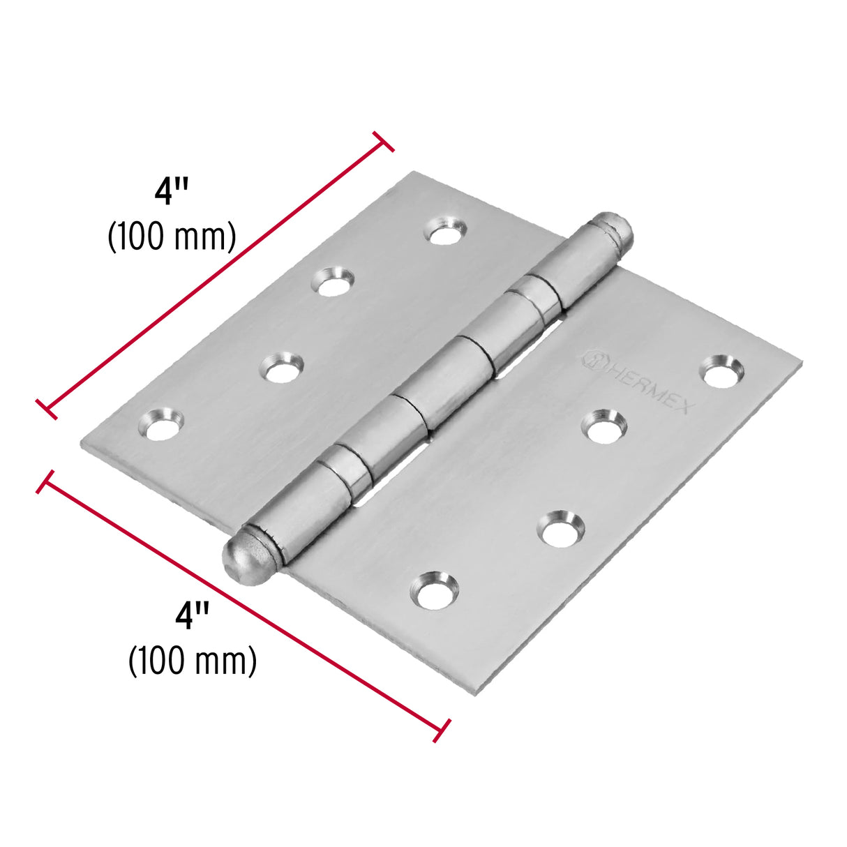 Bisagra Cuadrada 4' Acero Inox, Cabeza Redonda, Hermex