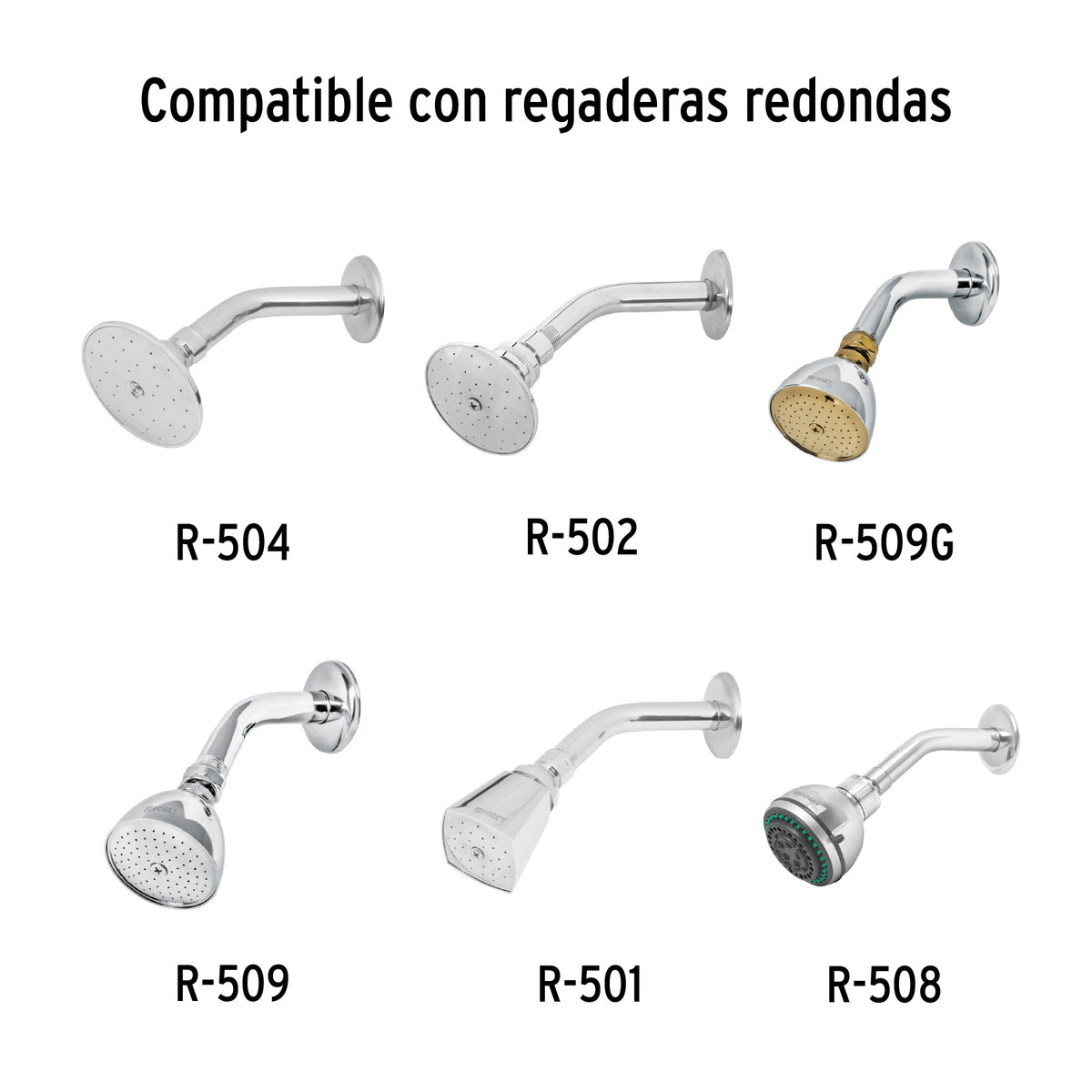 Brazo de Acero Cromado y Chapetón de Acero Inox para Regadera