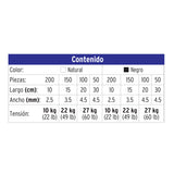 Bote con 1000 Cinchos Plásticos Negros y Naturales, Volteck