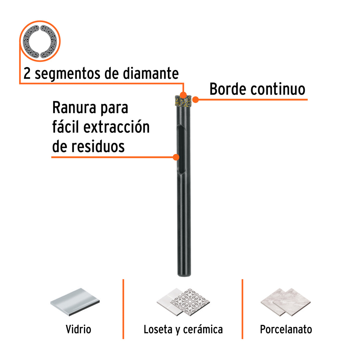 Broca Diamantada 1/4' (6 mm), Truper