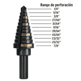 Broca Escalonada Óxido Negro 11 Escalones 1/4' a 7/8', Truper