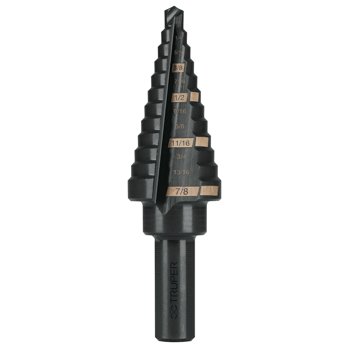 Broca Escalonada Óxido Negro 12ESCALONES 3/16' a 7/8', Truper