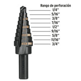 Broca Escalonada Óxido Negro 9 Escalones 1/4' a 3/4', Truper