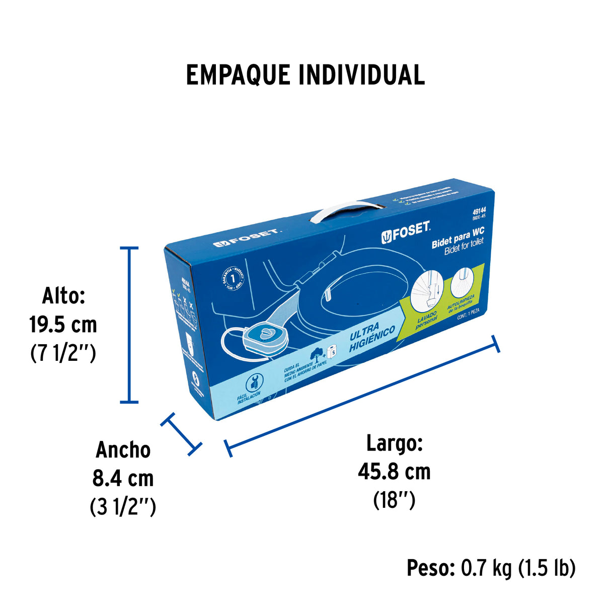 Bidet para Wc de 2 Piezas, Foset